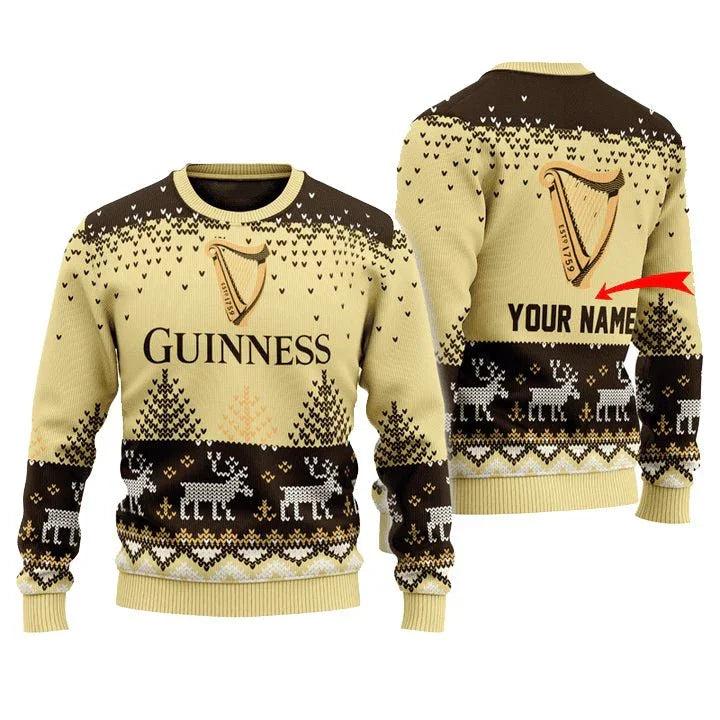 Personalized Guinness Reindeer Ugly Christmas Sweater