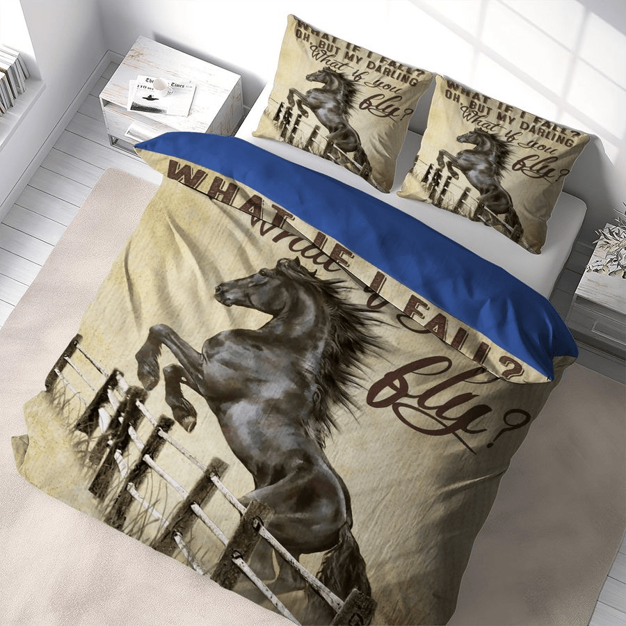 Horse Bedding Set What If I Fall But What If You Fly Duvet Covers