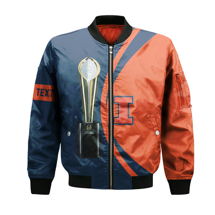 Illinois Fighting Illini Custom Text Champions Bomber Jacket