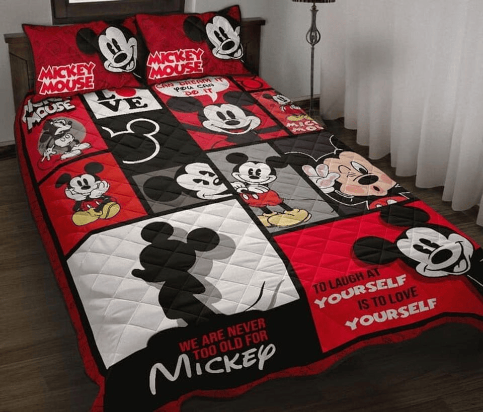 MM Bedding Set DN We Are Never Too Old For Mickey Duvet Covers Black