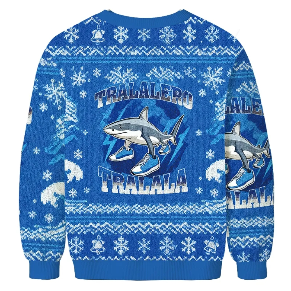 Tralalero Tralala Funny Shark Meme 2025 Christmas Ugly Sweater