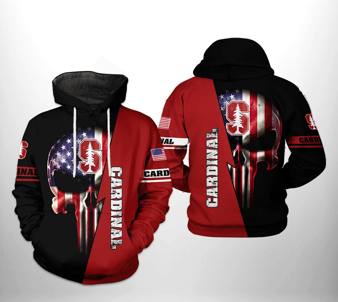 Stanford Cardinals US Flag Skull 3D All Over Print Hoodie & Zip Hoodie