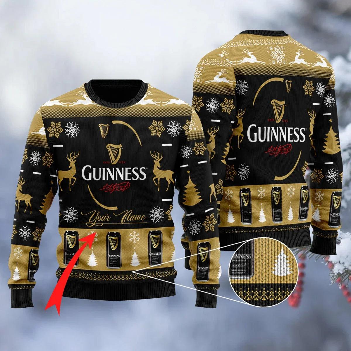 Personalized Guinness Black Ugly Christmas Sweater