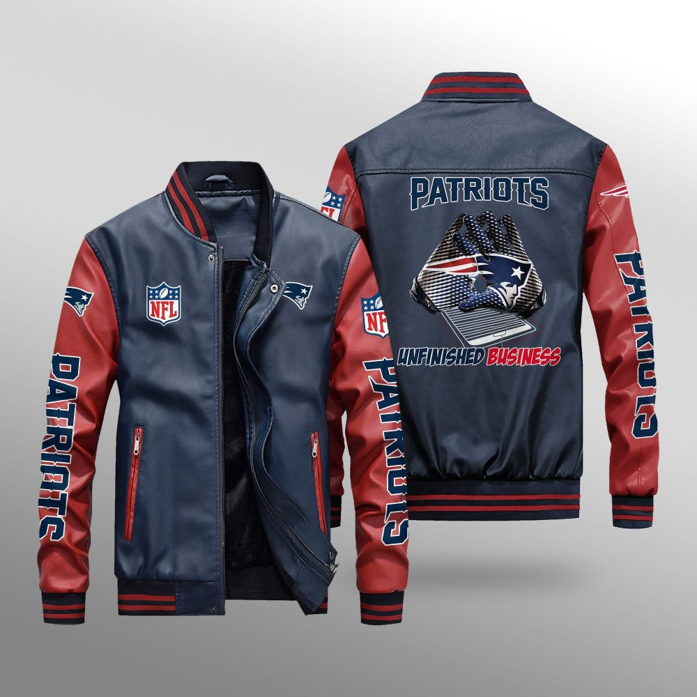 New England Patriots Leather Bomber Jacket BG04