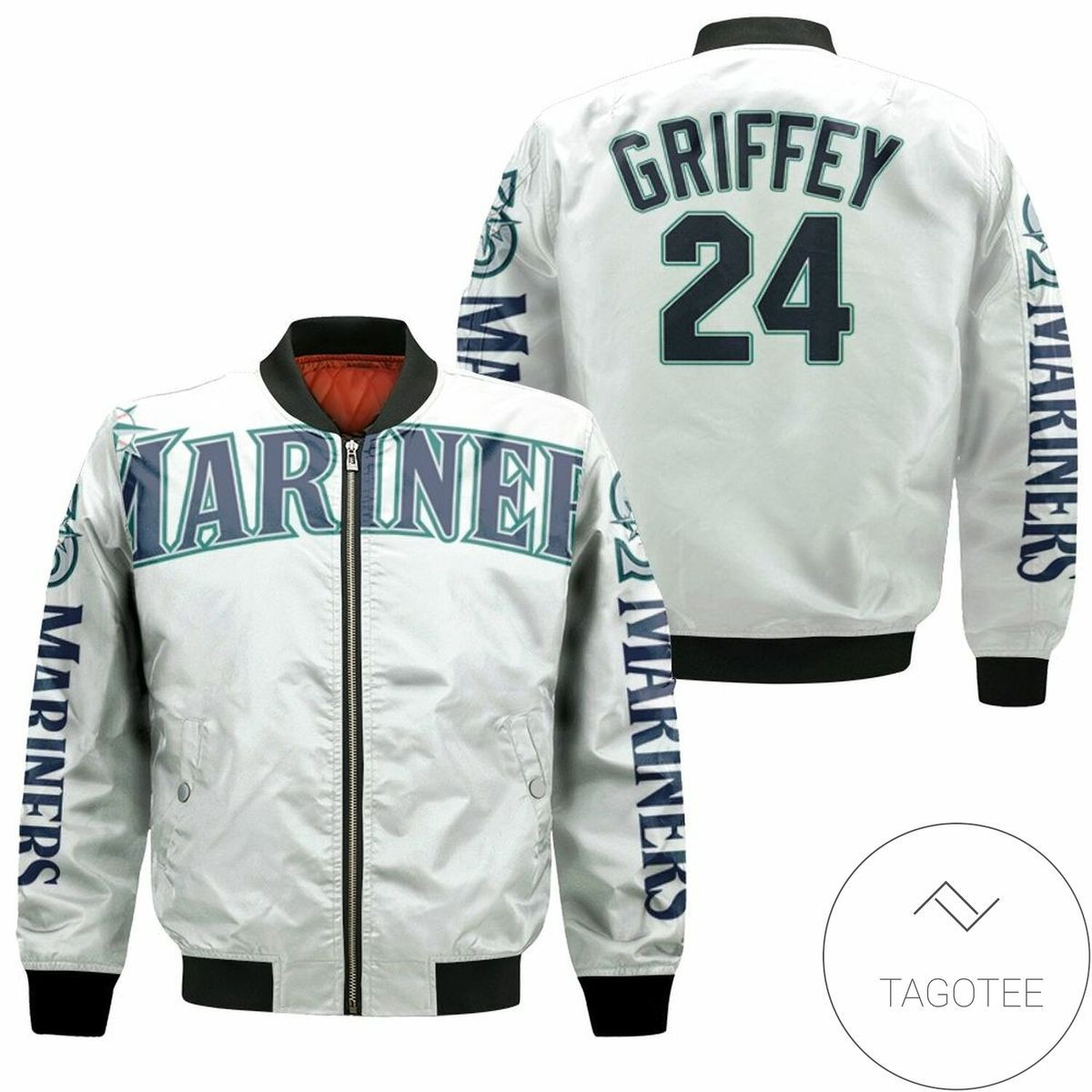 Seattle Mariners Ken Griffey Jr 24 White Bomber Jacket