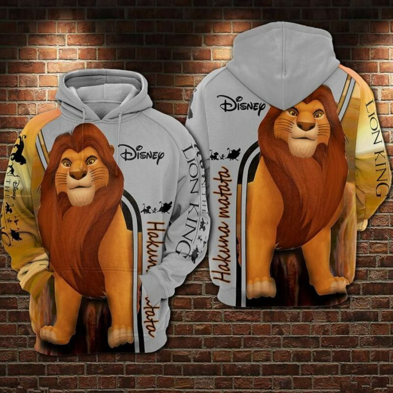Simba Lion King Hakuna Matata Over Print 3d Hoodie Zip Hoodie