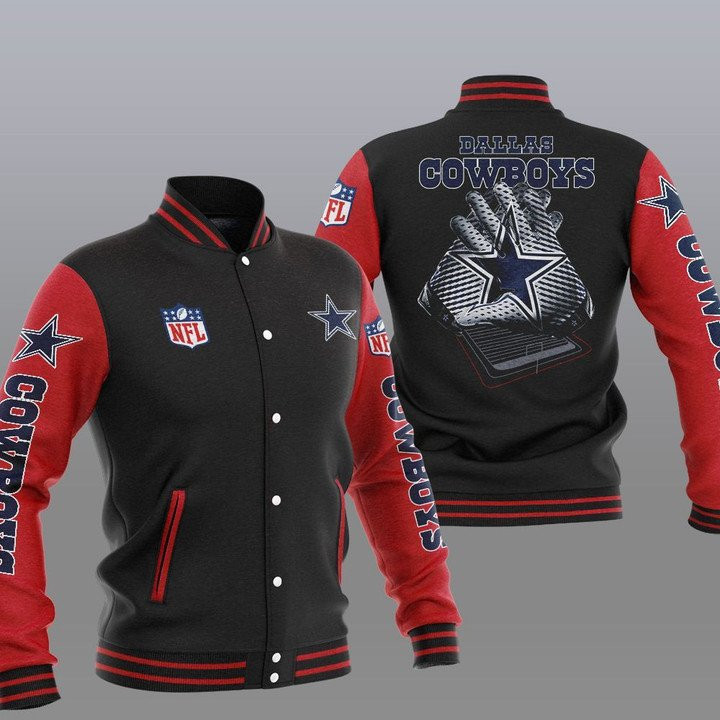 Cowboys Black Red 2 Hand Baseball Jacket