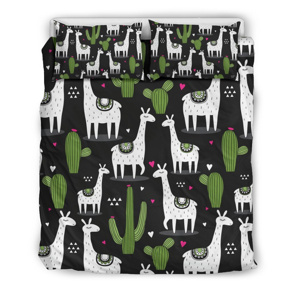 Llama Bedding Set Cartoon Llama And Cactus Pattern Duvet Covers