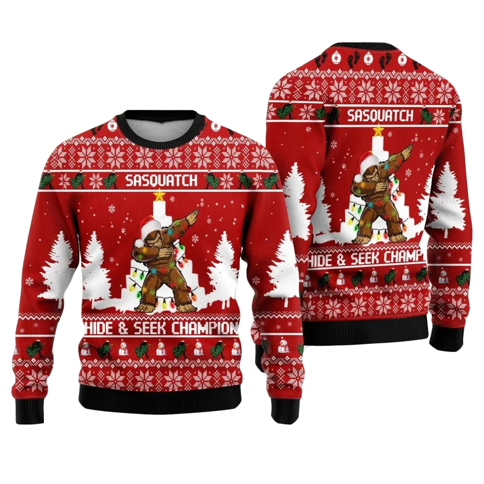 Sasquatch Christmas Ugly Sweater 2025