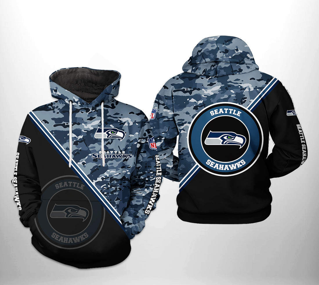Seattle Seahawks Camo Team 3D All Over Print Hoodie & Zip Hoodie