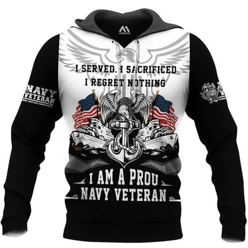 I Am A Proud Navy Veteran All Over Printing 3d Hoodie