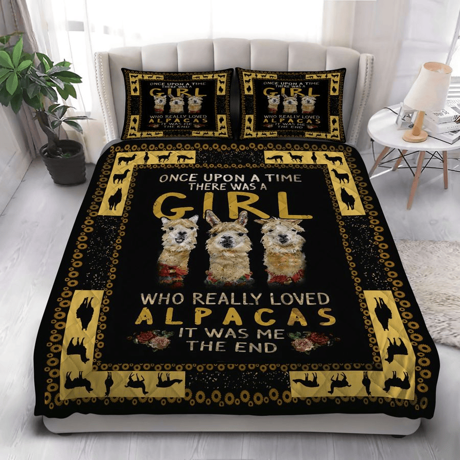 Llama Bedding Set A Girl Who Really Loved Alpacas Duvet Covers Black