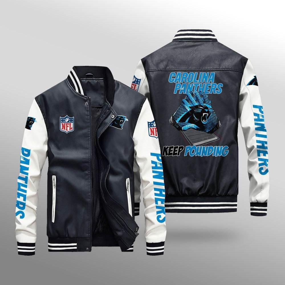 Carolina Panthers Leather Bomber Jacket BG43