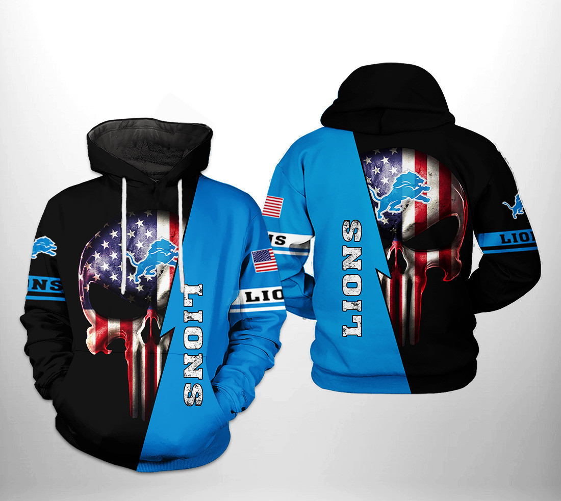 Detroit Lions US Flag Skull Team 3D All Over Print Hoodie & Zip Hoodie