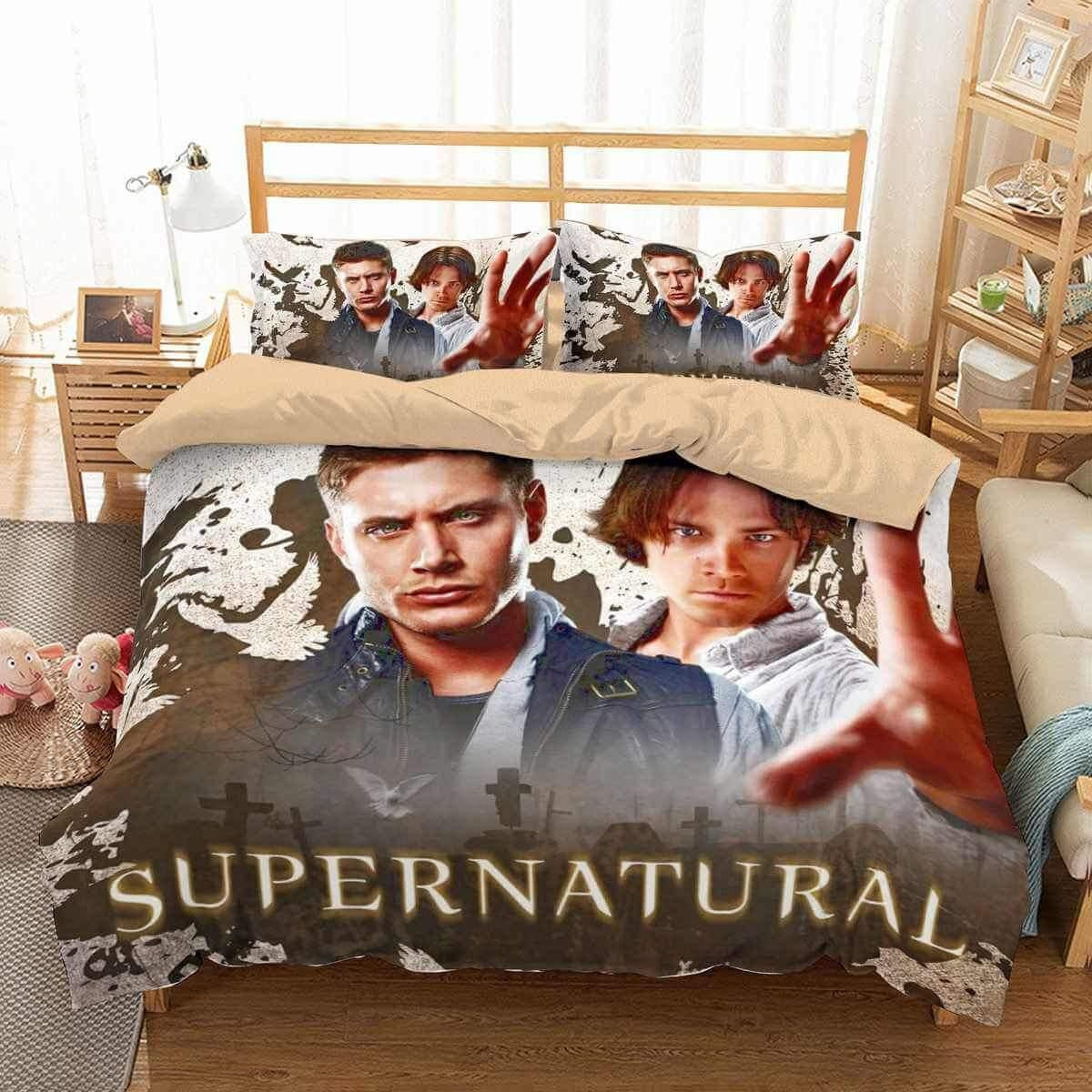 Supernatural Bedding Set Supernatural Main Characters Pattern Duvet Covers