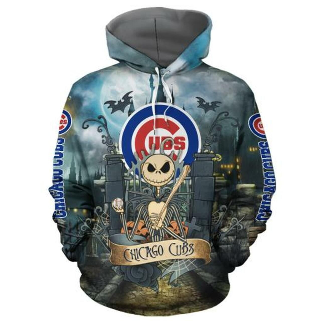 Chicago Cubs With Jack Skellington 3D All Over Print Hoodie & Zip Hoodie