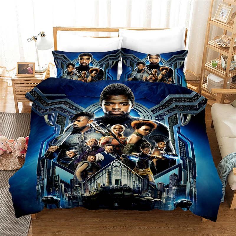 Black Panther Bedding Set MV Black Panther Characters Graphic Duvet Covers Black