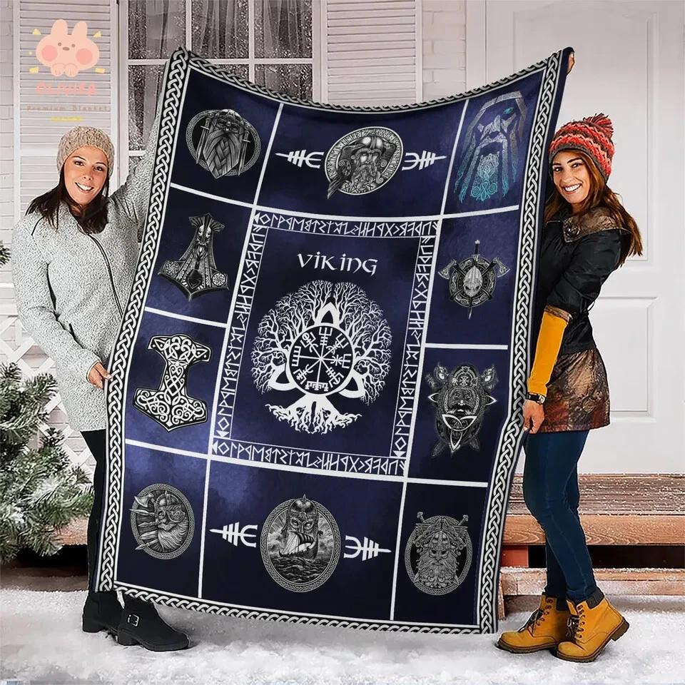 Viking Norse Ragnar Odin Fleece Sherpa Blanket