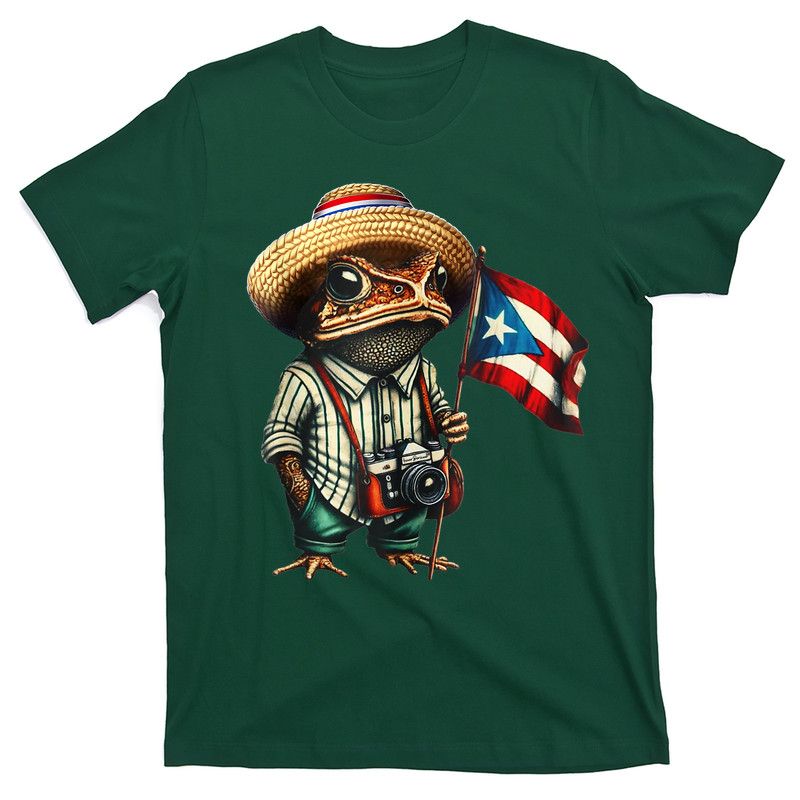 Coqui Frog Puerto Rico Puerto Rican Flag Taino Boricua T-Shirt