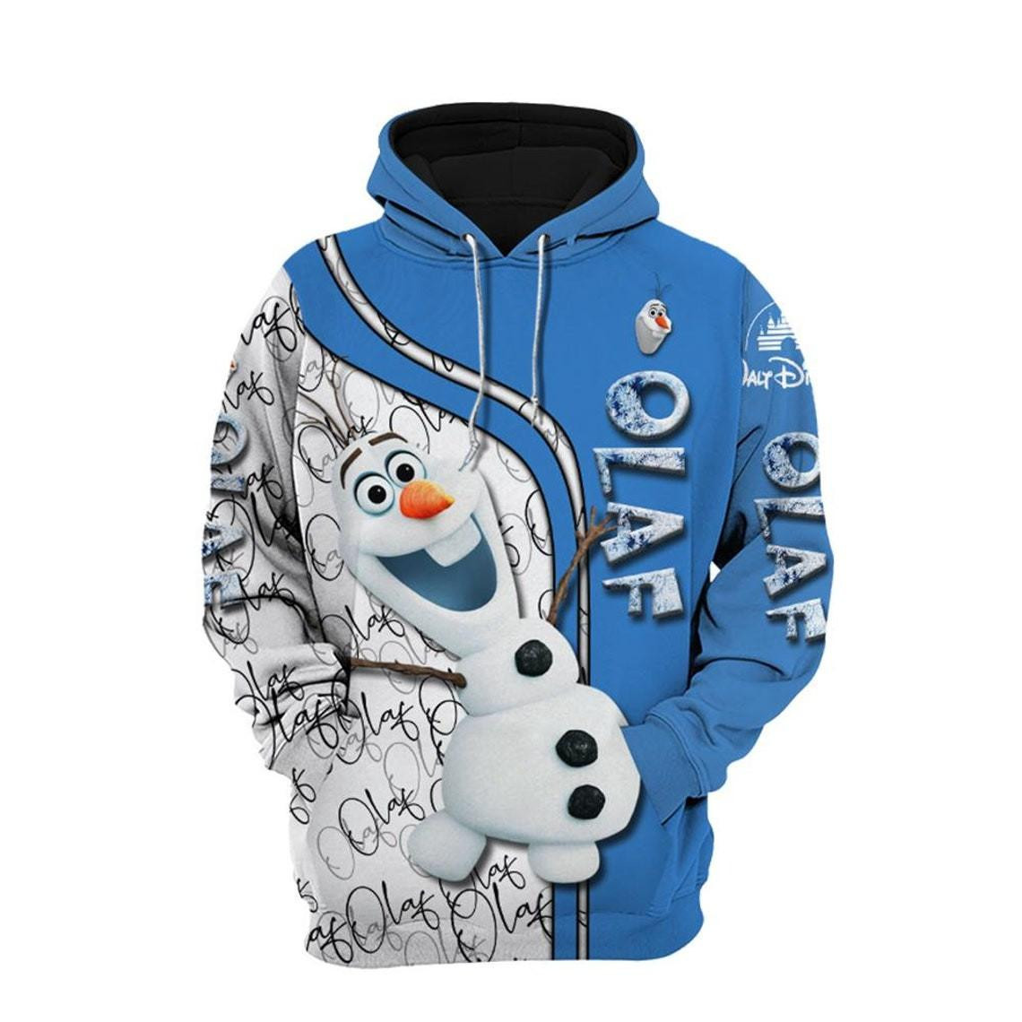 Olaf Snowman Frozen Fan Gift, Cartoon Graphic Outfits Aop Hoodie, Zip Hoodie
