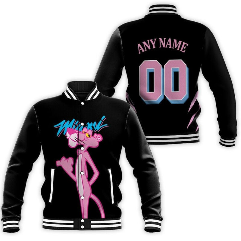 Personalized Miami Heat X Pink Panther Mashup Any Name 00 Black Inspired Style Baseball Jacket Coat Designers For s American Sport Fans
