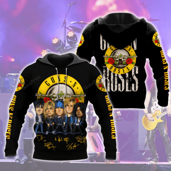 Guns N Roses Rock Band Signatures Hoodie 3 113