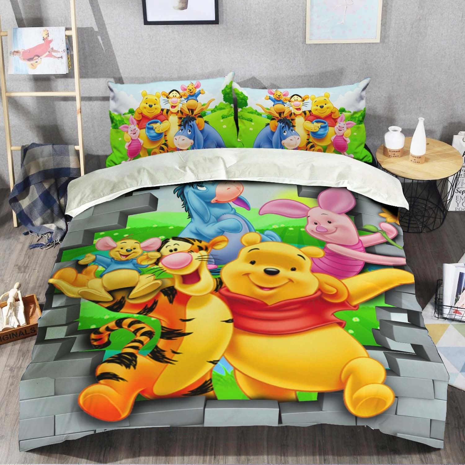 WTP Bedding Set DN Chibi Pooh And Friends Pattern Duvet Covers