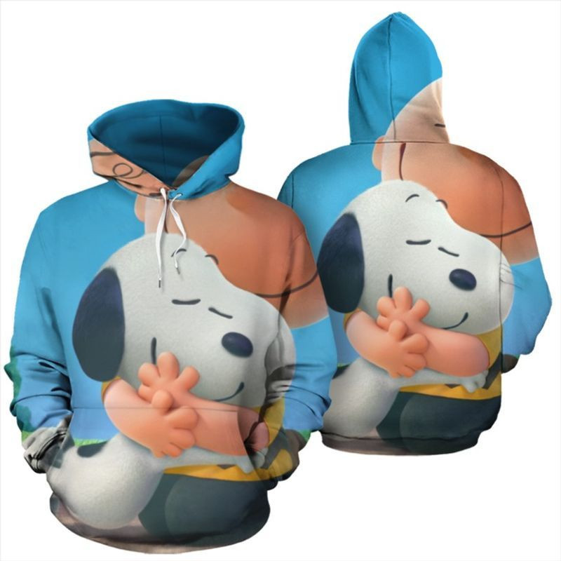 Snoopy Hugging Over Print 3d Hoodie Zip Hoodie