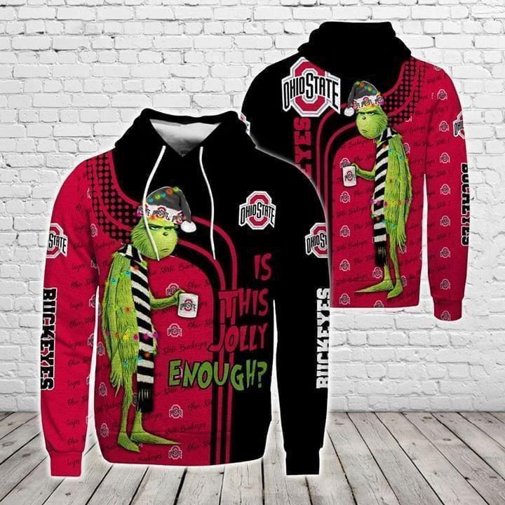 Christmas Grinch Is This Jolly Enough Ohio State Buckeyes Ncaa Skull 3D All Over Print Hoodie & Zip Hoodie