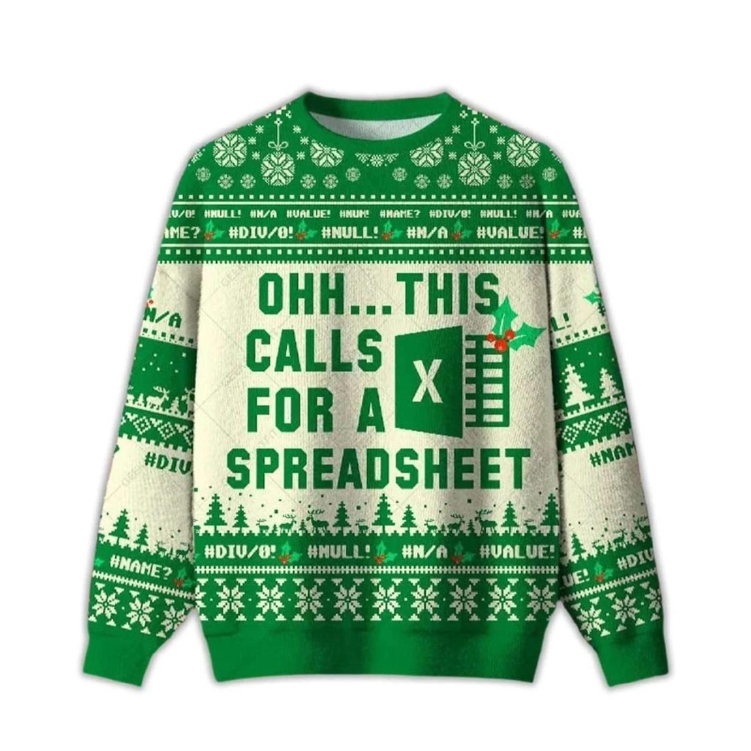 2025 OhhThis Calls for a Spreadsheet Ugly Christmas Sweater