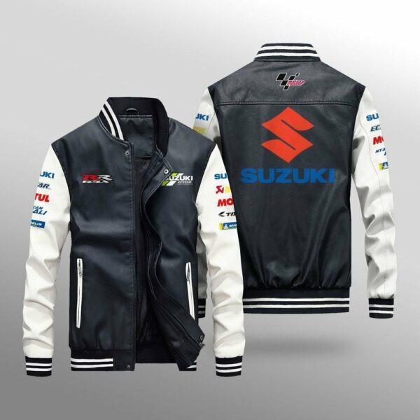 Motogp Team Suzuki Ecstar Leather Bomber Jacket 41