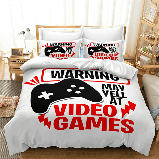 Game Bedding Set Warning May Yell At Video Game Duvet Covers