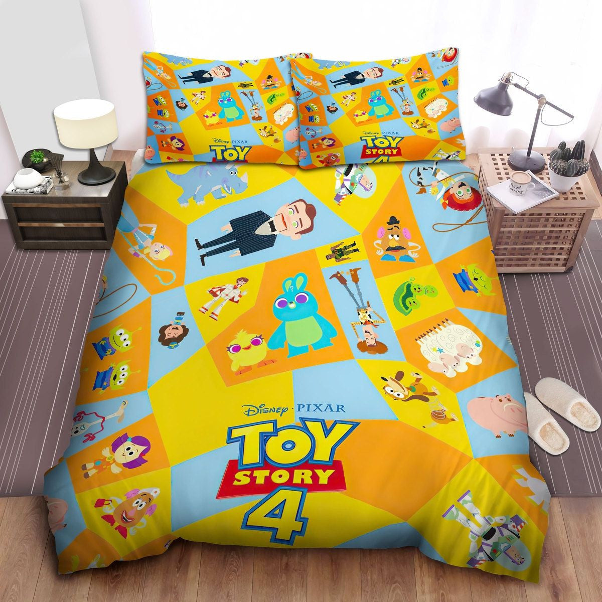 Toy Story Bedding Set DN Toy Story 4 Characters In Geometric Pattern Duvet Covers
