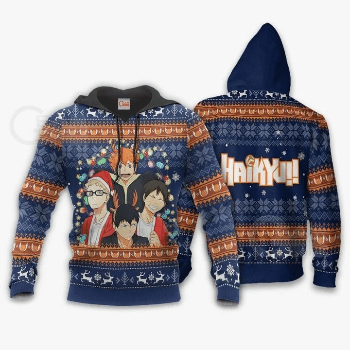 Haikyuu Ugly Christmas Haikyuu  3d Hoodie Zip Hoodie
