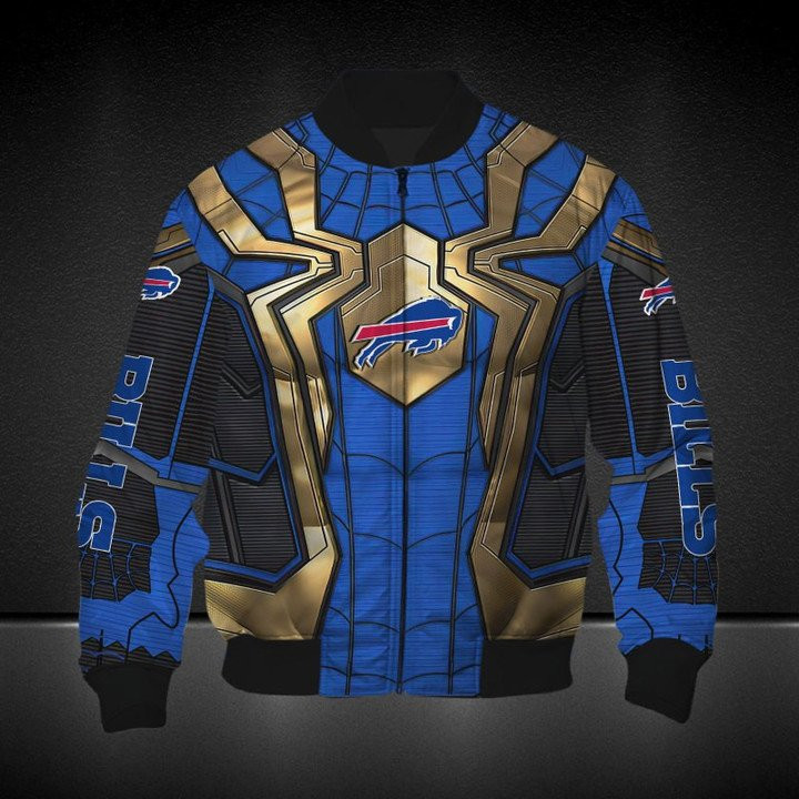 Buffalo Bills Blue Golden Spider Man Edition Bomber Jacket