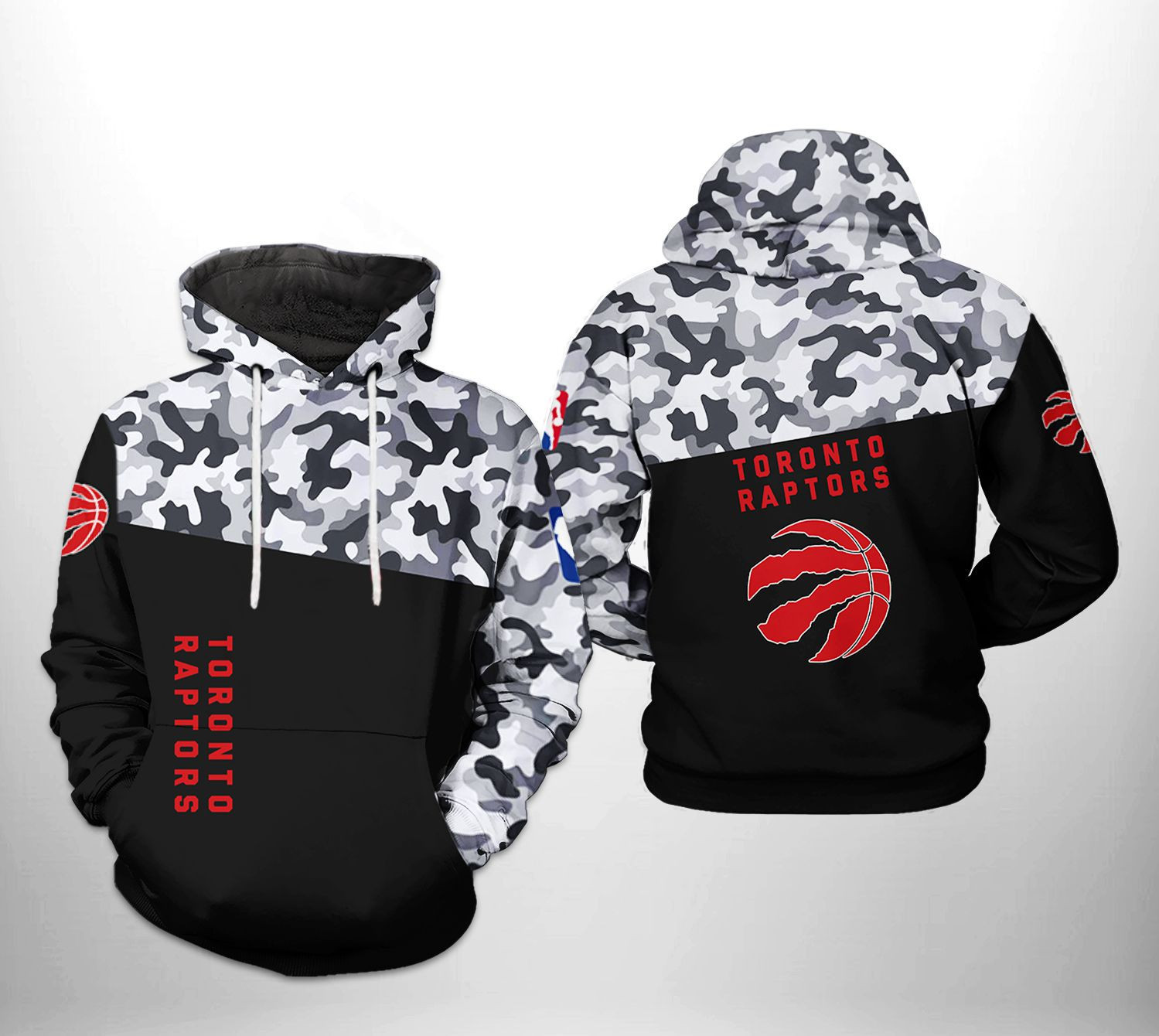 Toronto Raptors Camo Veteran Team 3D All Over Print Hoodie & Zip Hoodie