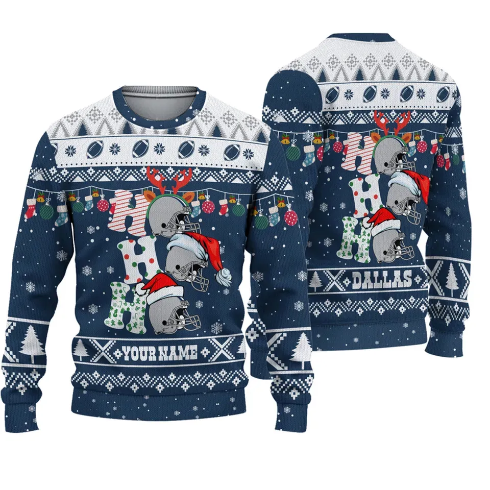 Custom Ho Ho Ho Dallas Cowboys Ugly Christmas Sweater 2025