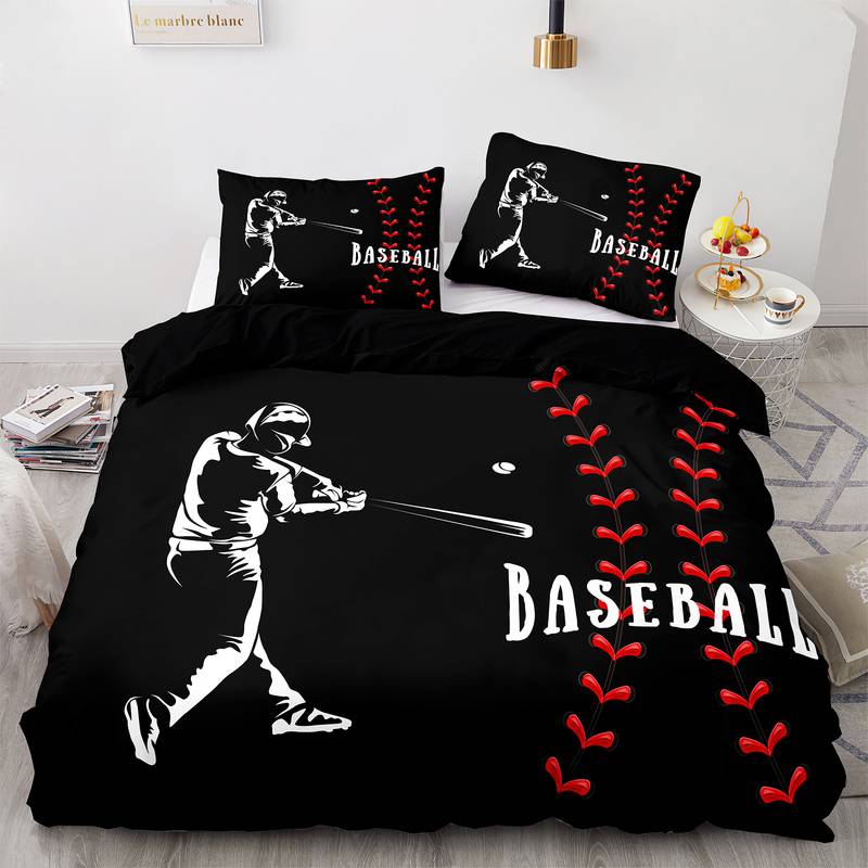 Baseball Bedding Set Baseball Palyer Hitting Pose Duvet Covers