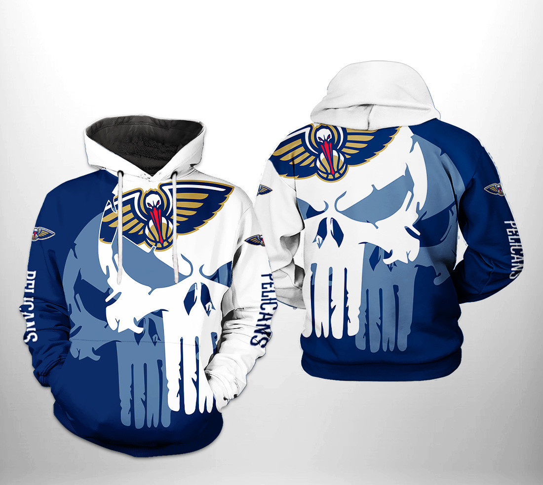 New Orleans Pelicans Team Skull 3D All Over Print Hoodie & Zip Hoodie