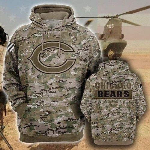 Chicago Bears Camo 3D All Over Print Hoodie & Zip Hoodie