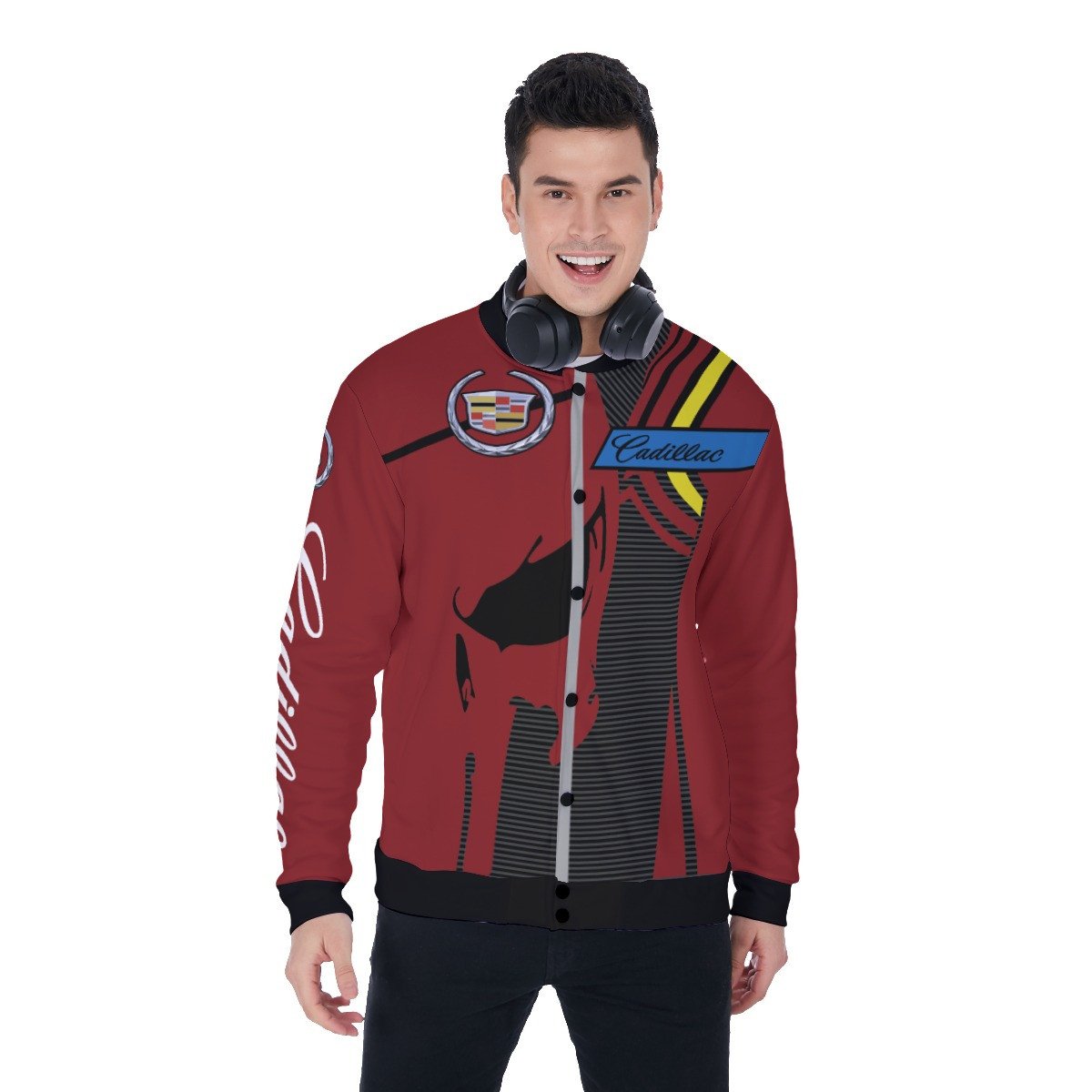 Cadillac Red Skull Apparel, Cadillac Red Skull Baseball Jacket 46