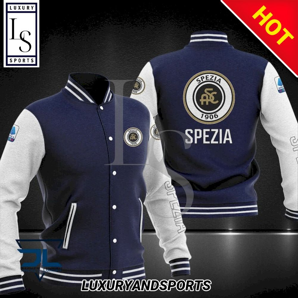 Spezia Calcio Dark Blue White Baseball Jacket