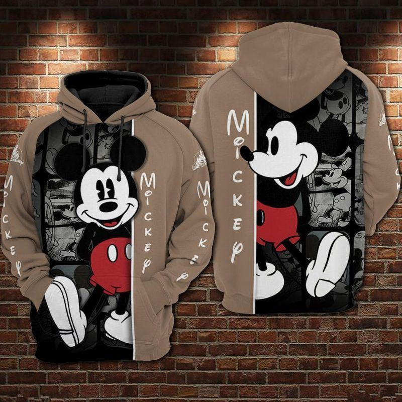Mickey Mouse Vintage Over Print 3d Hoodie Zip Hoodie