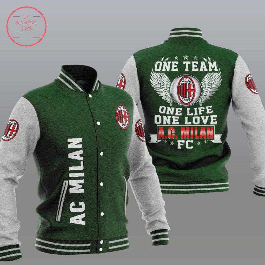 AC Milan Green One Team Baseball Jacket