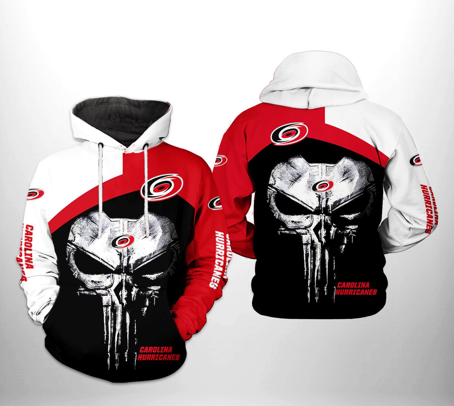 Carolina Hurricanes Skull Punisher 3D All Over Print Hoodie & Zip Hoodie