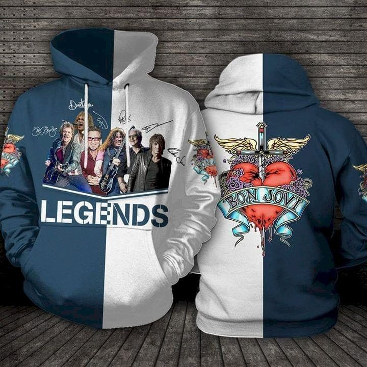 Bon Jovi Legend Signed 3D All Over Print Hoodie & Zip Hoodie