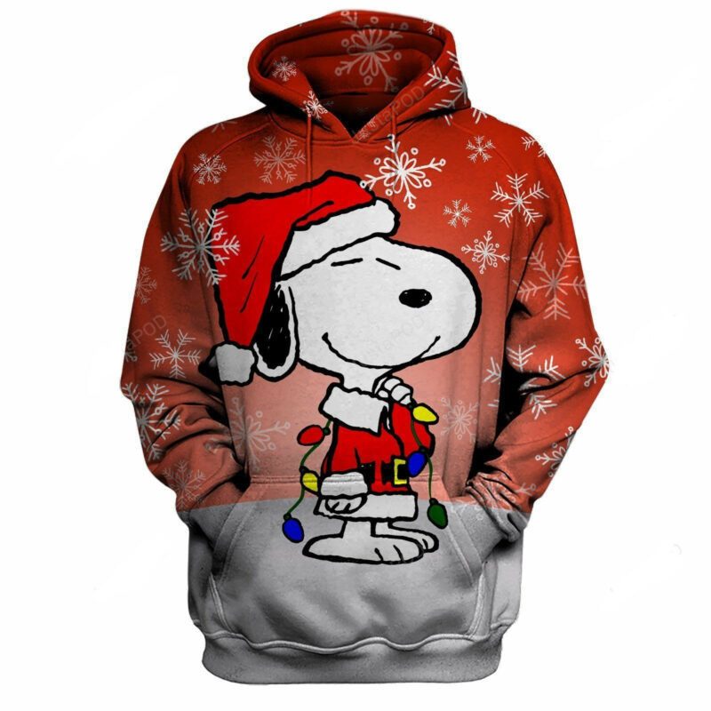 Snoopy Christmas Hoodie Santa Claus Snoopy Christmas Snowflakes 3d Hoodie Zip Hoodie