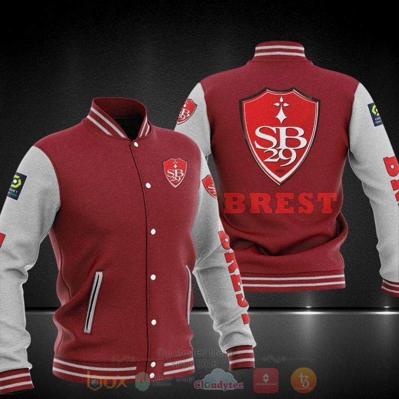 Stade Brestois 29 Maroon White Baseball Jacket