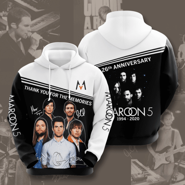 Maroon 5 26th Anniversary 1994 2020 Signature Design Gift For Fan Custom 3d Hoodie All Over Printed Hoodie