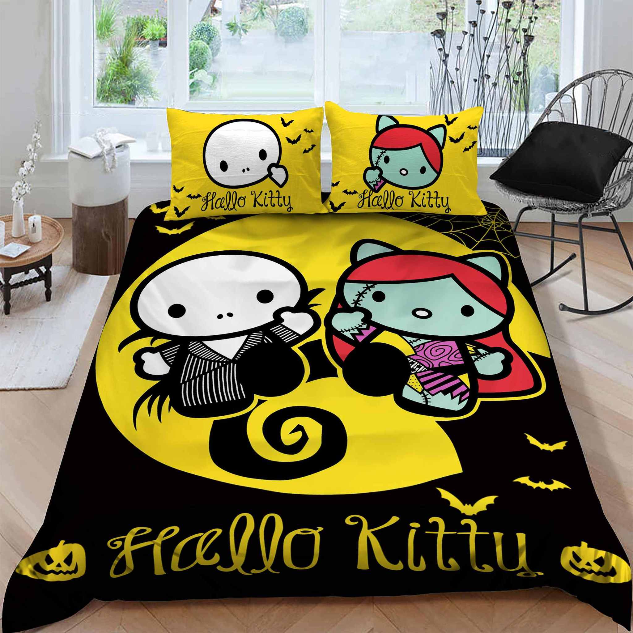 Hello Kitty Bedding Set Hello Kitty As Jack And Sally Duvet Covers Black